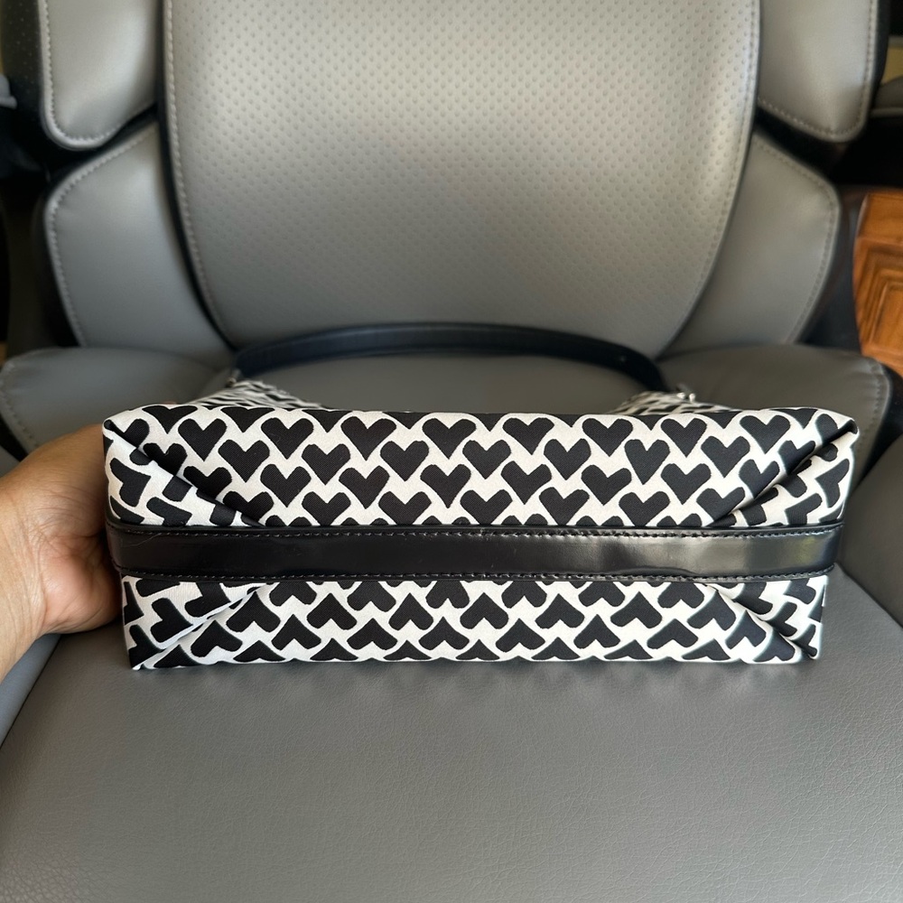 #63. Kate Spade Sam Icon Modernist Hearts Jacquard Shoulder Bag, Cream Black,NWT - Picture 10 of 15